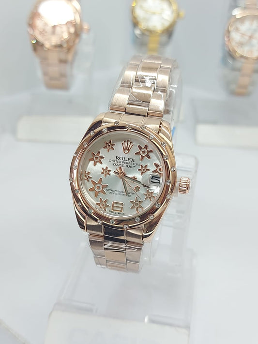 RELOJ ROLEX PARA DAMA -  RX M01 - ROSA FONDO BLANCO