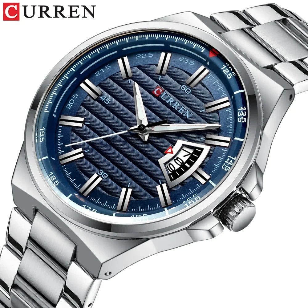 RELOJ CURREN PARA HOMBRE - 8375 PLATEADO AZUL CALENDARIO