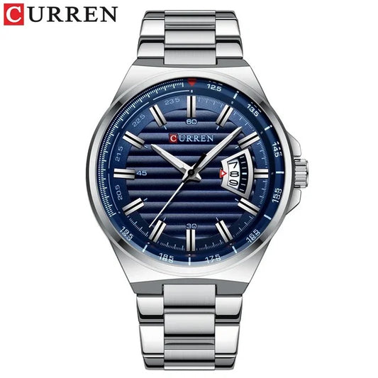 RELOJ CURREN PARA HOMBRE - 8375 PLATEADO AZUL CALENDARIO