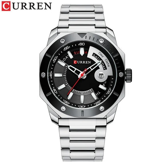 RELOJ CURREN PARA HOMBRE - 8344 PLATEADO DOBLE CALENDARIO